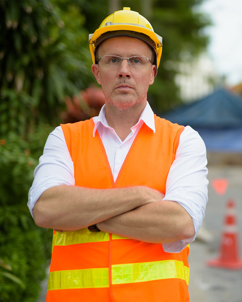 mature man construction worker at the construction JJGLT74